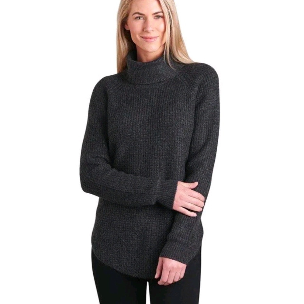 Kuhl Sienna Turtle Neck Waffle Knit Pullover Sweater Charcoal Gray Women's L